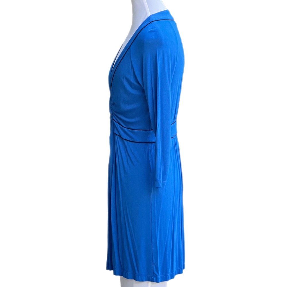 BCBG MaxAzaria Blue Long Sleeves Dress Medium Black Trim - Picture 7 of 14